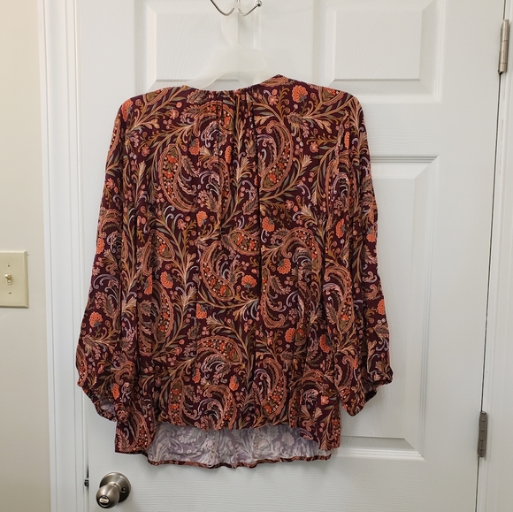 Soft, Slinky, pull over, purple, orange, paisley print tunic blouse 3X, NWT - Picture 13 of 14